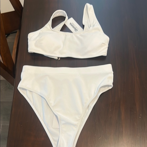 iSwaves Ribbed Bikini Sets Scoop Neck Cheeky Swimsuit Adjustable Straps Textured - Picture 2 of 13